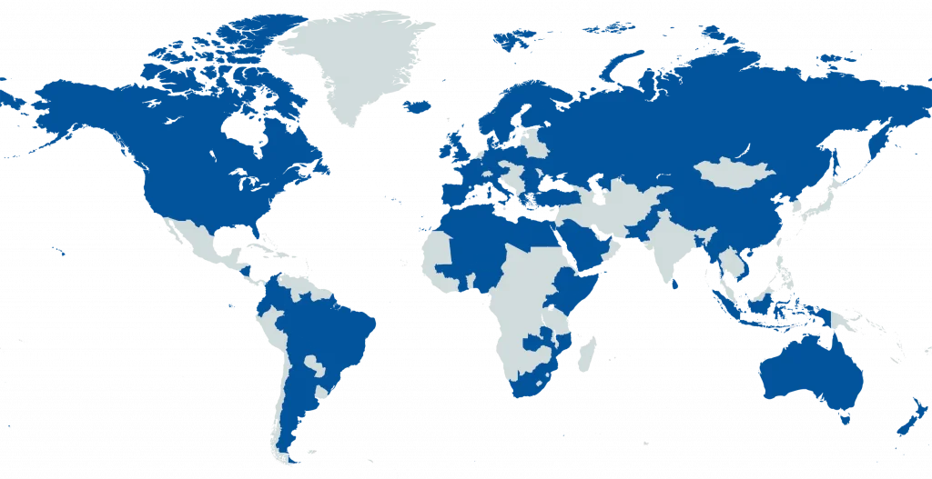 Map showing ENGSKO's export market